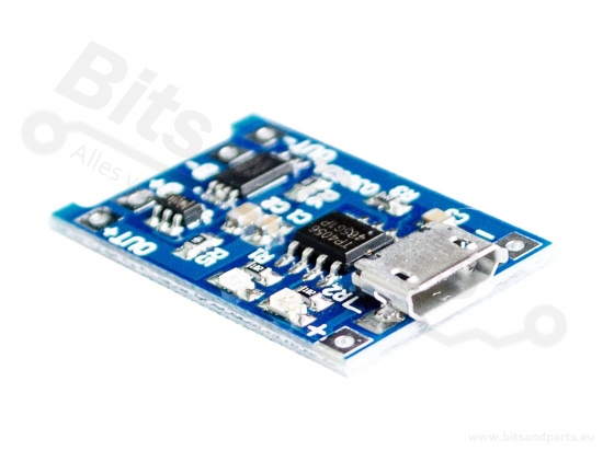 Oplader voor LiIon/LiPoly batterijen/accu's MicroUSB TP4056 1A